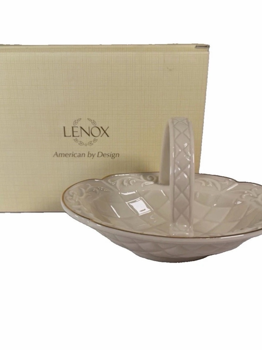Lenox Quilted Candy Dish in Cream New in Box